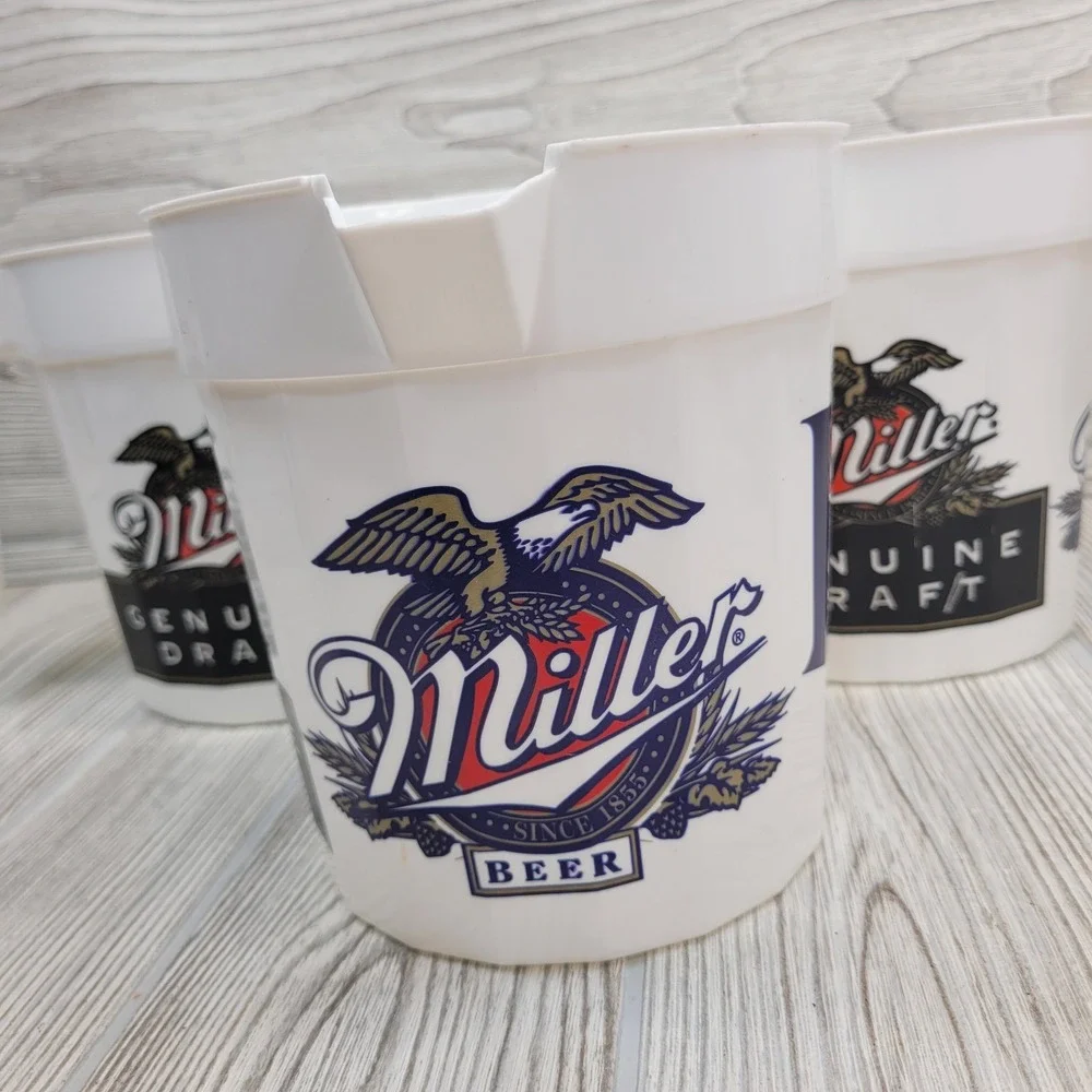 Miller Beer Pitchers Set of 3 White Plastic Lite Genuine Draft Vintage USA